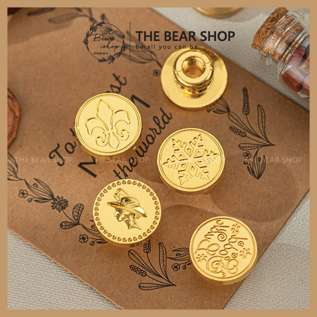 Mặt con dấu sáp niêm phong thiệp cưới bì thư, decor trang trí quà tặng phong cách vintage - The Bear Shop