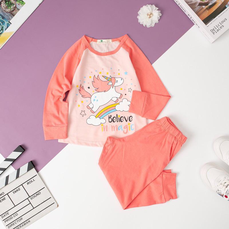 Bộ bé gái thu đông tay ráp lăng 2-10y . Chất cotton mềm mịn, thoáng mát, thấm hút mồ hôi, co giãn tốt