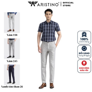 Quần dài kaki nam ARISTINO AKKR05 quần thô khaki chính hãng trơn màu dáng slim fit ôm nhẹ vải cotton cao cấp mềm mát