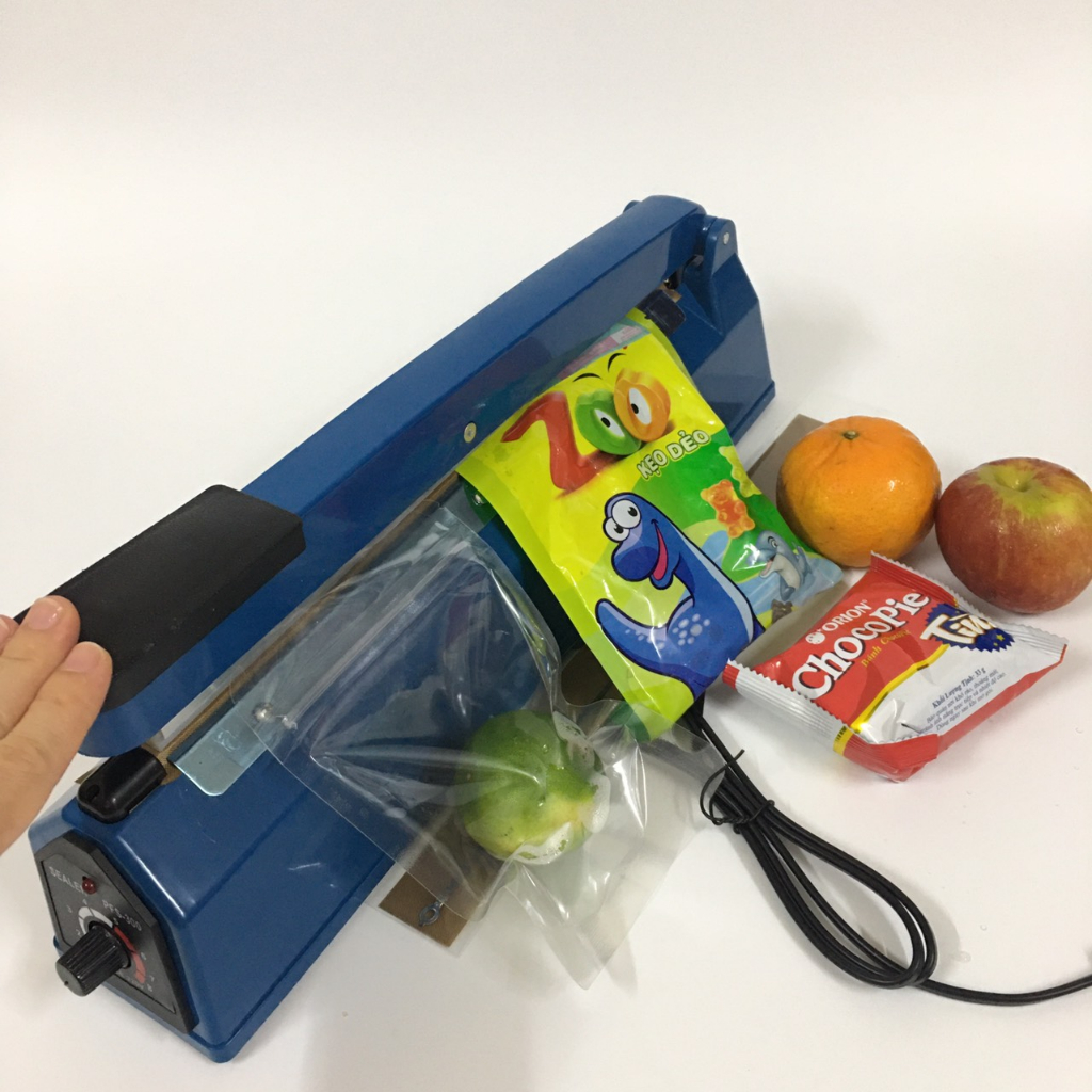 Máy dán, hàn miệng túi nilon đóng gói thực phẩm dập tay - dài 30cm mối hàn 3mm, máy ép túi bóng bền đẹp