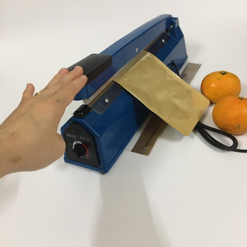 Máy dán, hàn miệng túi nilon đóng gói thực phẩm dập tay - dài 30cm mối hàn 3mm, máy ép túi bóng bền đẹp