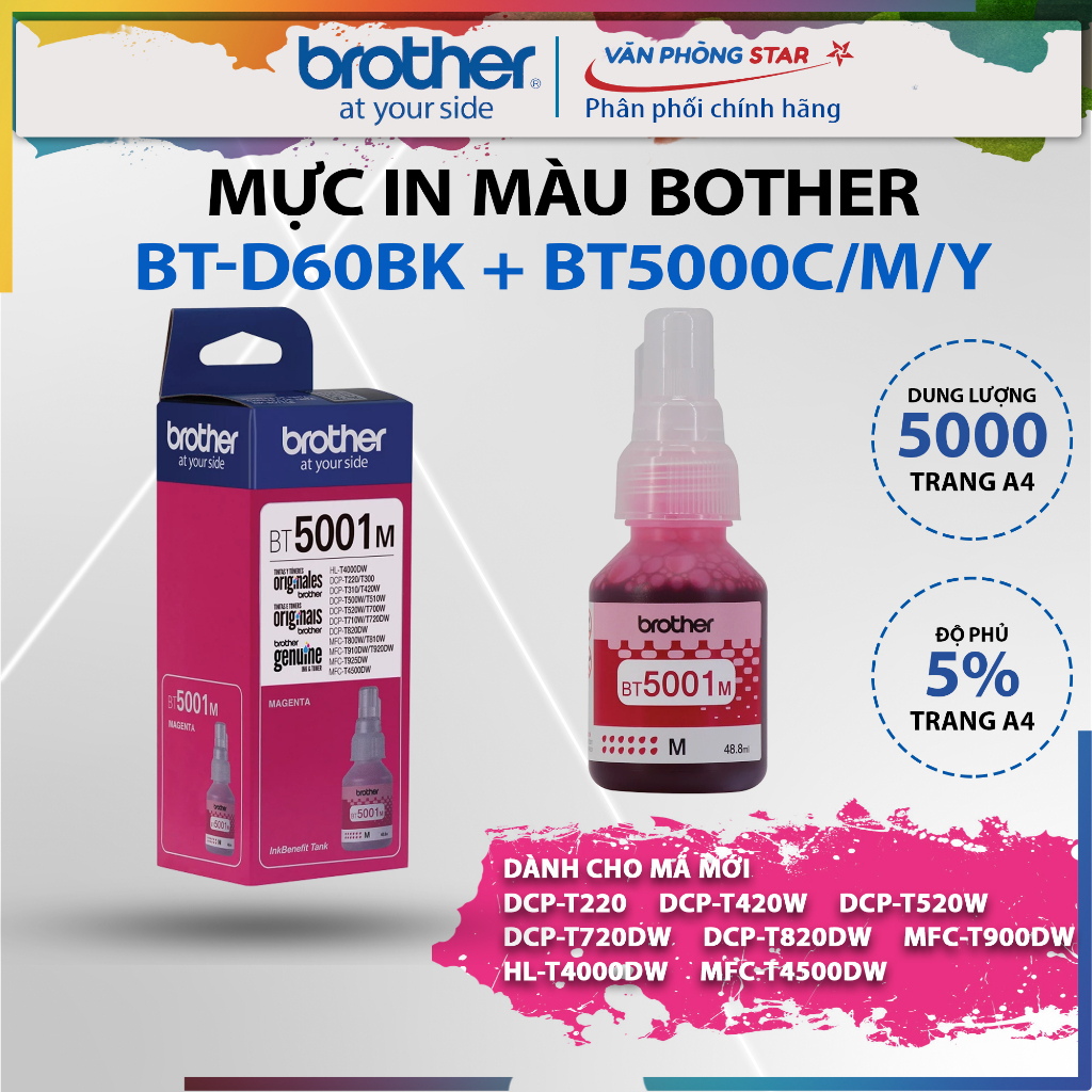 Bộ mực in phun Brother  chính hãng dùng cho máy in phun DCP/MFC-Txxxx
