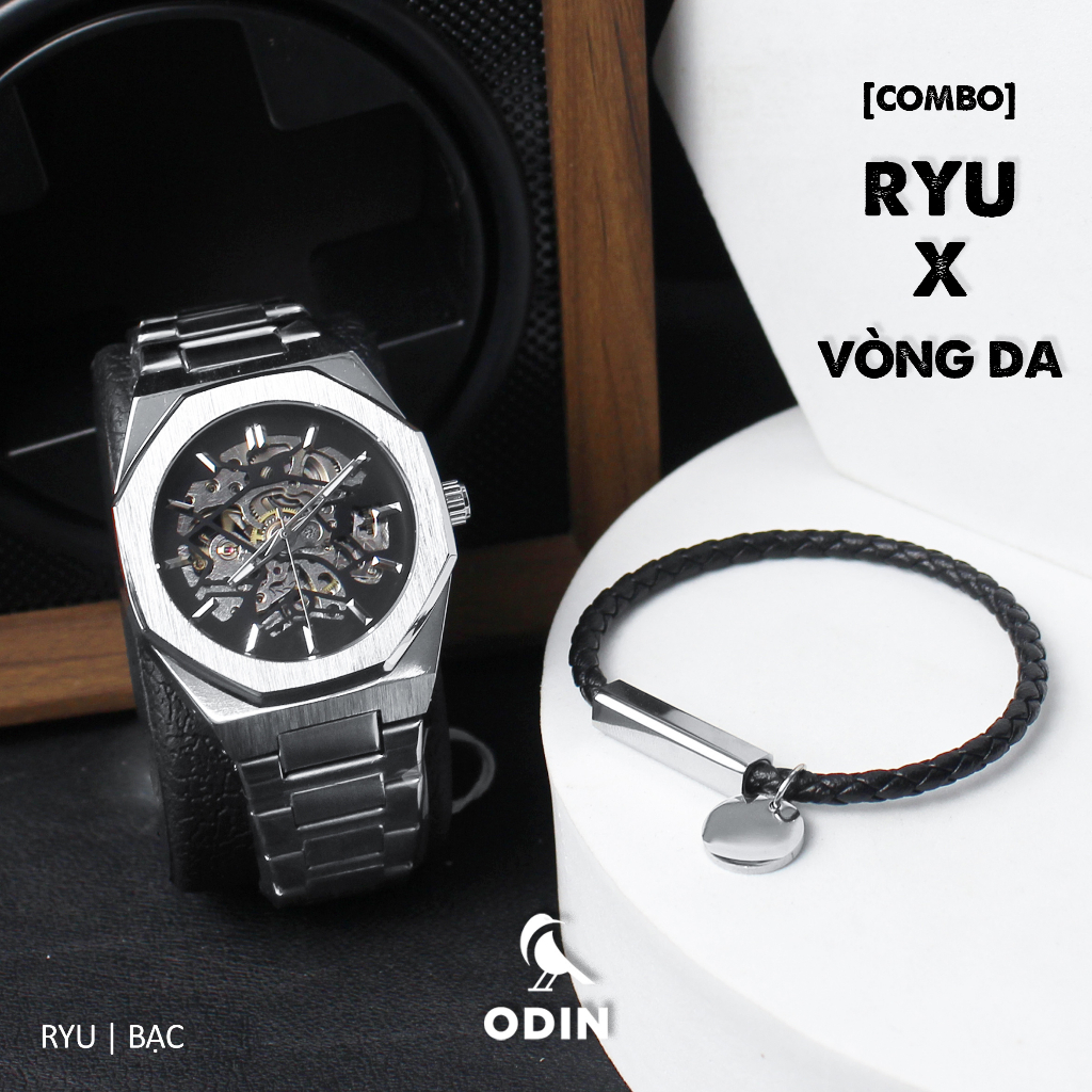 Đồng hồ cơ x vòng da pu leather bar - Sale up 30% - Bảo hành 12 tháng