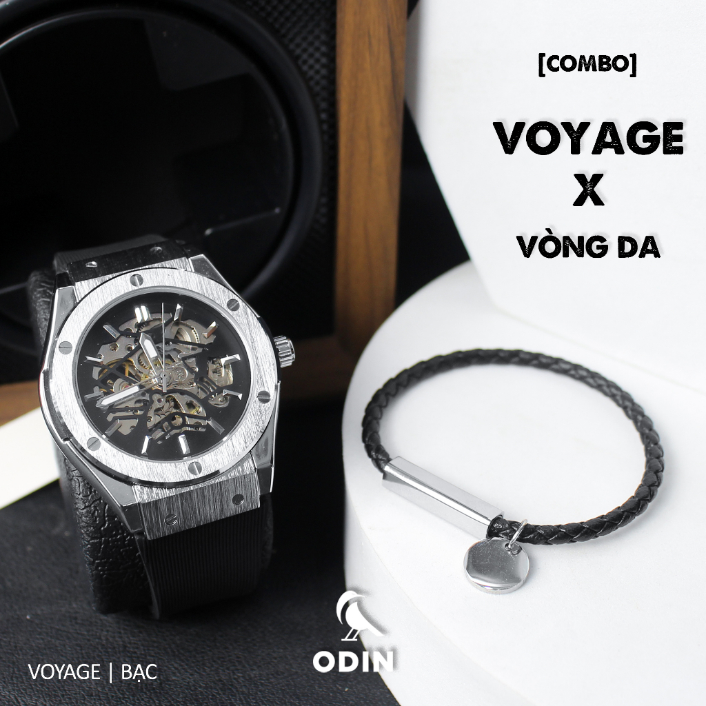 Đồng hồ cơ x vòng da pu leather bar - Sale up 30% - Bảo hành 12 tháng