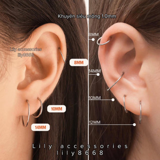Khuyên tai vòng mảnh khuyên vòng siêu mỏng Slim Hoop Earring không gỉ