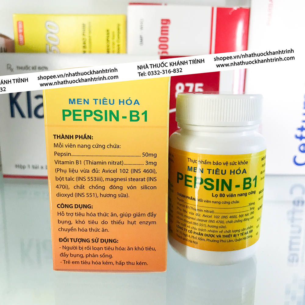 Men tiêu hóa Pepsin B1 Dược Hà Tây - 80 viên