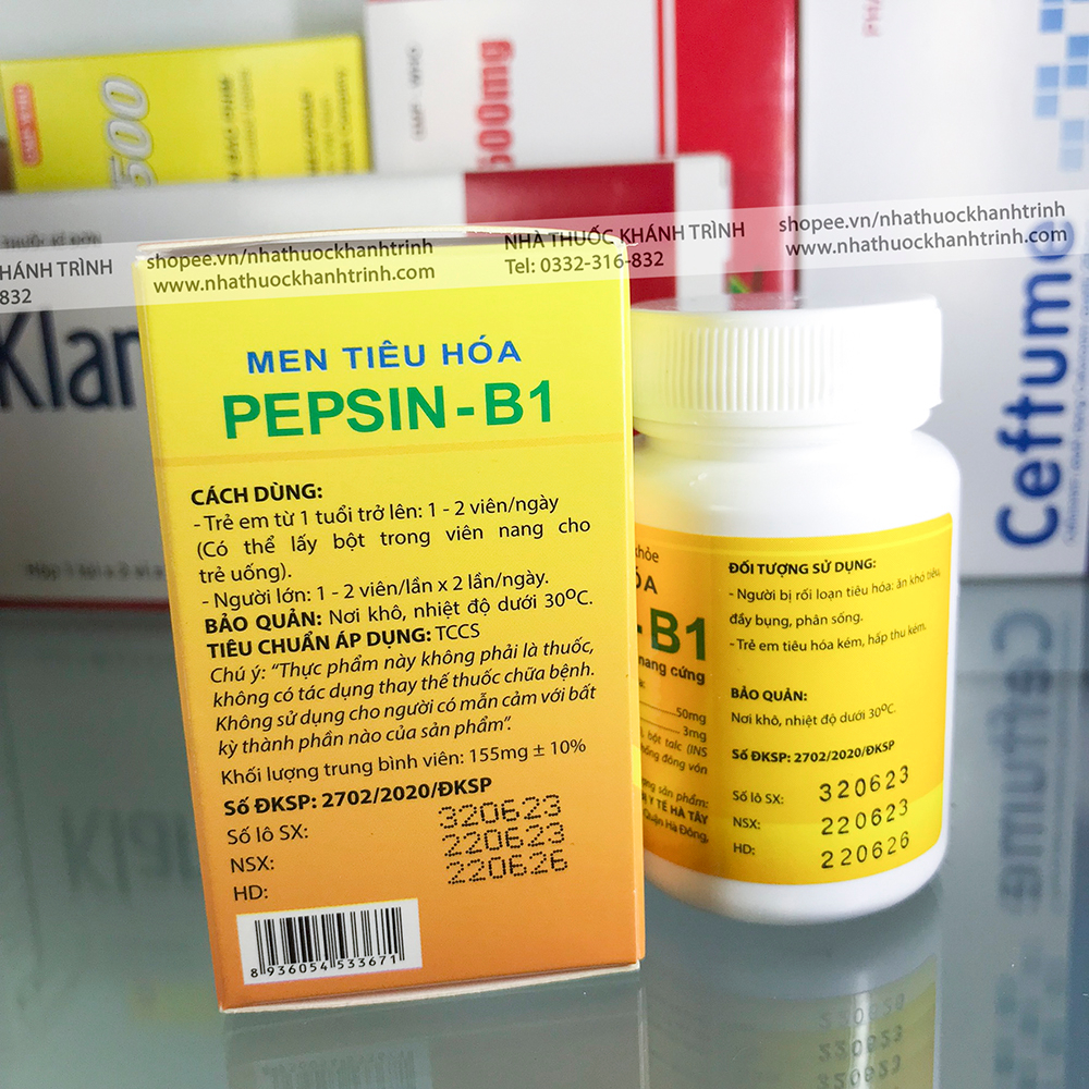 Men tiêu hóa Pepsin B1 Dược Hà Tây - 80 viên