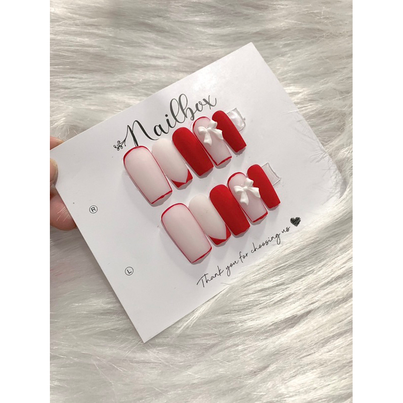 Nail box thiết kế tông màu đỏ xinh giá rẻ