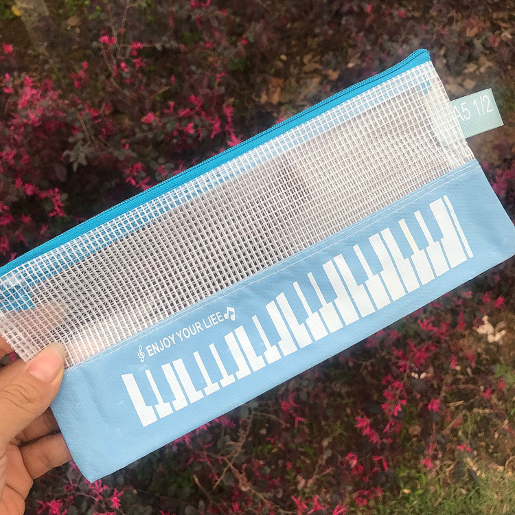 Túi Lưới Đựng Bút Họa Tiết Phím Piano, túi đựng bút chì