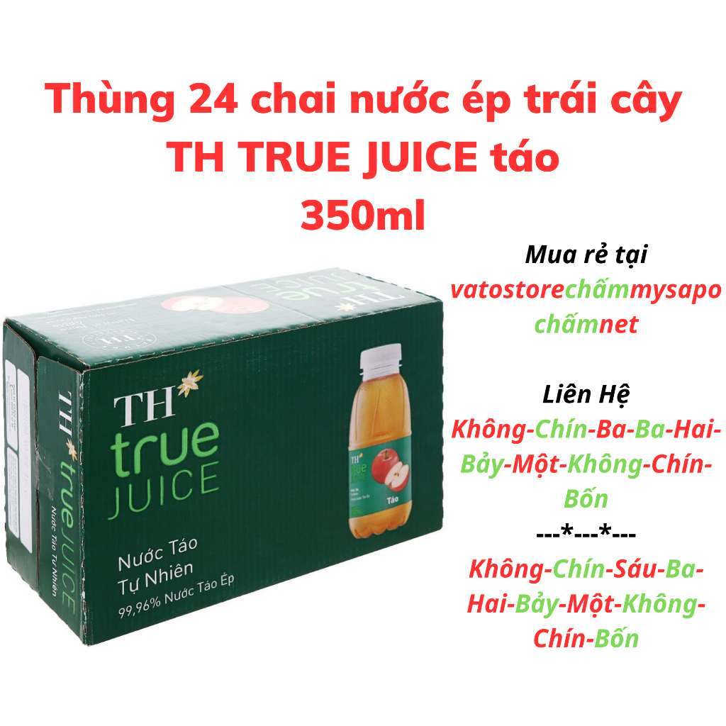 Thùng 24 chai nước táo TH TRUE JUICE 350ml / Lốc 6 chai nước táo TH TRUE JUICE 350ml