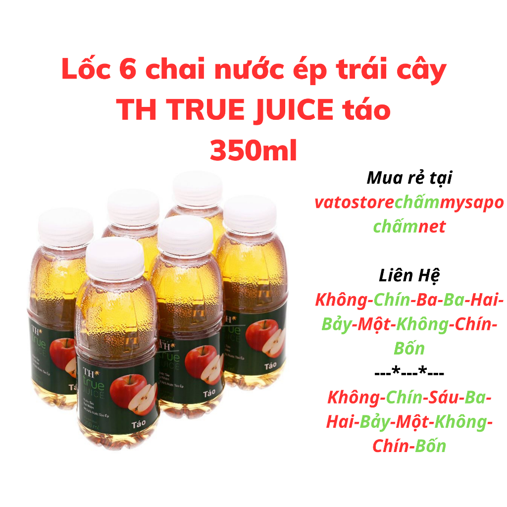 Thùng 24 chai nước táo TH TRUE JUICE 350ml / Lốc 6 chai nước táo TH TRUE JUICE 350ml