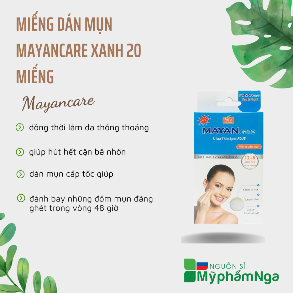 Miếng Dán Mụn MayanCare Xanh xẹp gom mụn cấp tốc