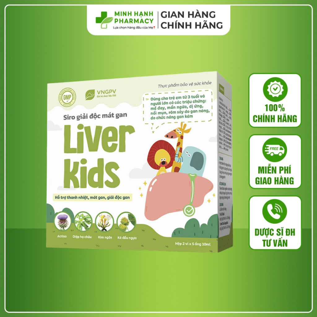 Siro Liver Kids giúp mát gan, thanh nhiệt, giải độc, giảm mề đay, mẩn ngứa