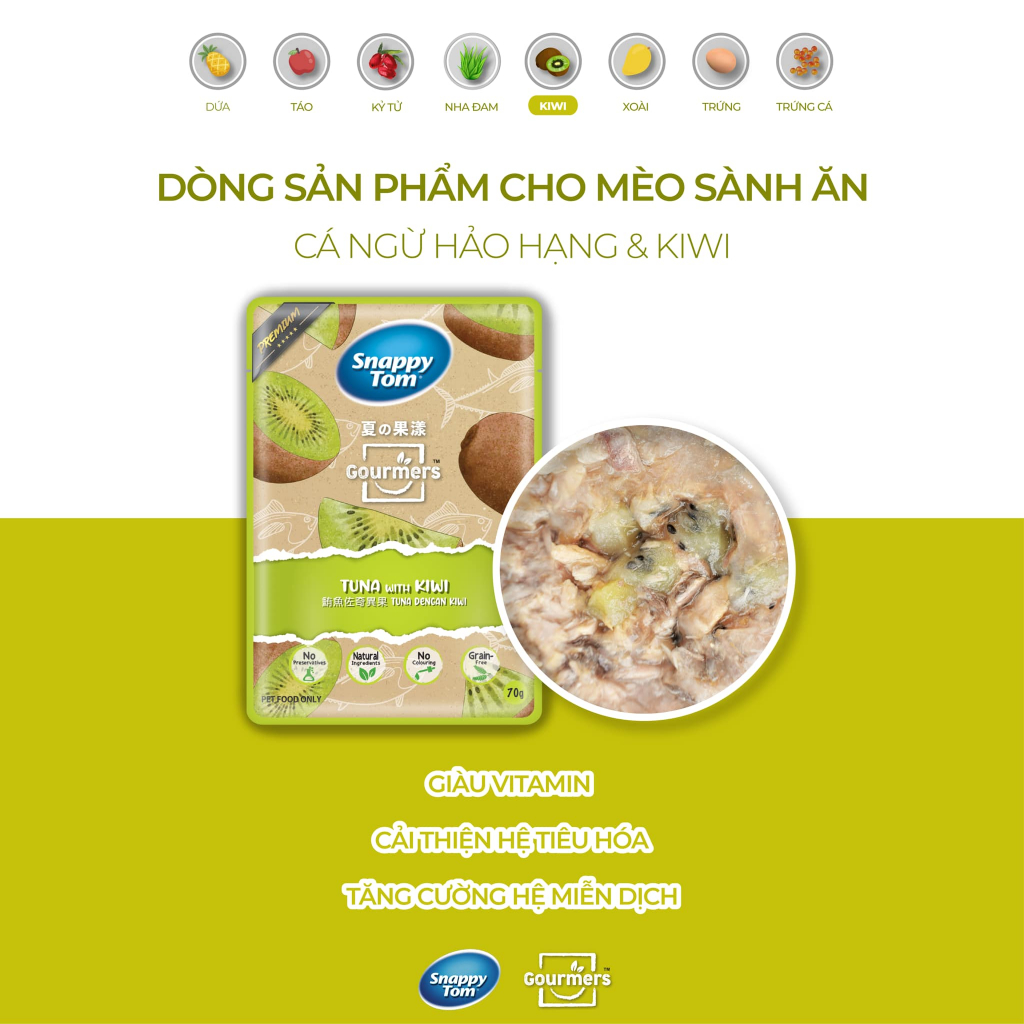 Pate Snappy Tom Topping Trái Cây 8 Vị Gói 70gr