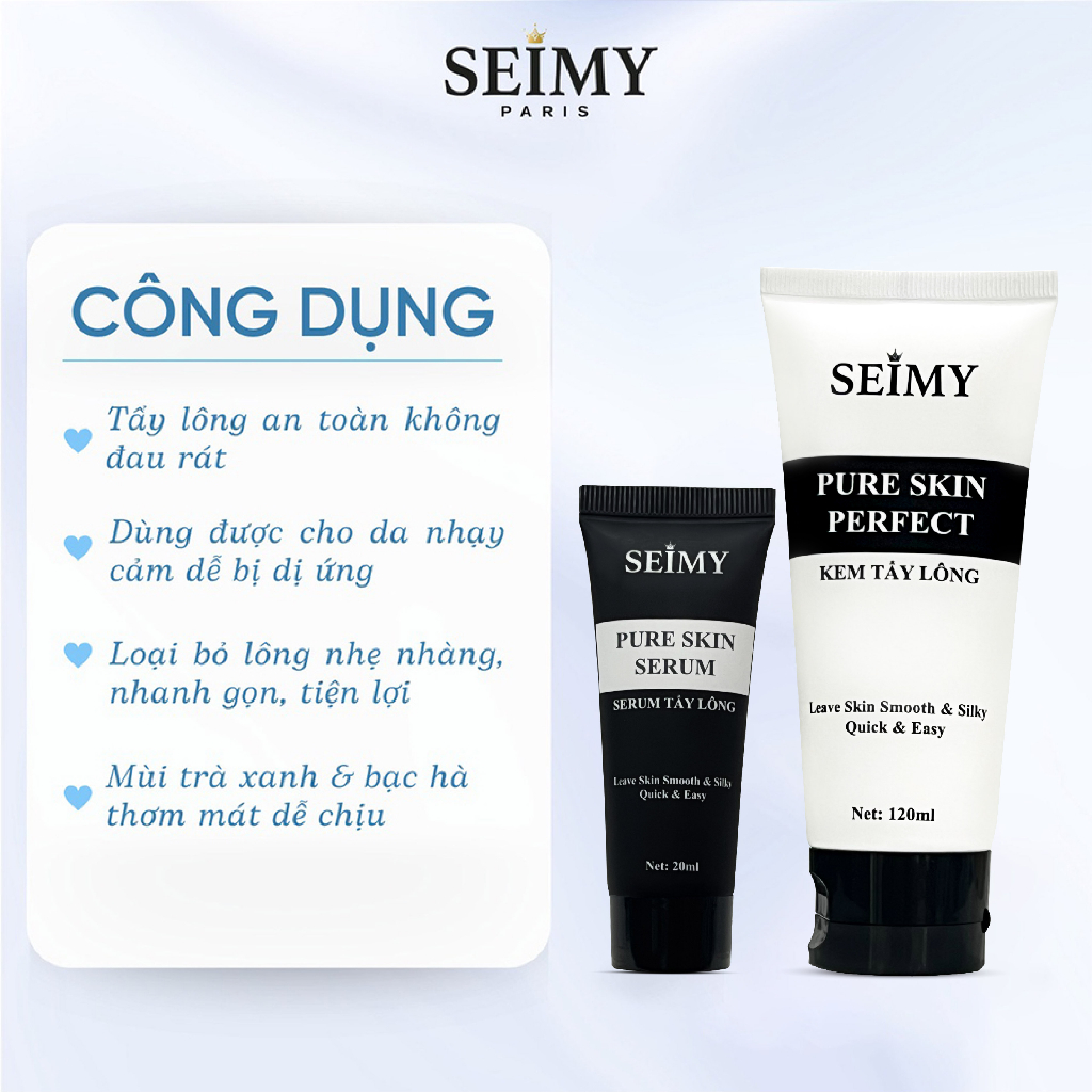 Combo Kem Tẩy Lông Seimy - Pure Skin Perfect 120ml