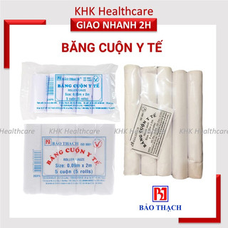 Băng cuộn y tế Bảo Thạch đủ kích thước dùng để băng bó, cố định vết thương trong sơ cấp cứu