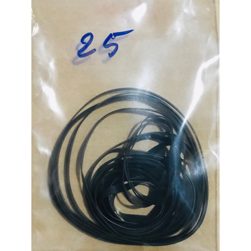 Dây curoa đài, dây dẹt bản 3-4ly cho đầu câm,đài cassette,gói 25 dây cấc cỡ