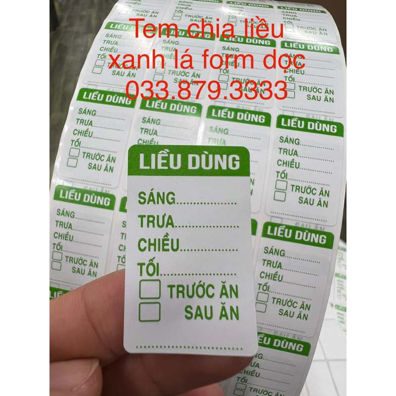 TEM CHIA LIỀU XANH LÁ Cho dược sĩ - bác sĩ trong Bệnh viện hoặc phòng khám trạm y tế..vv