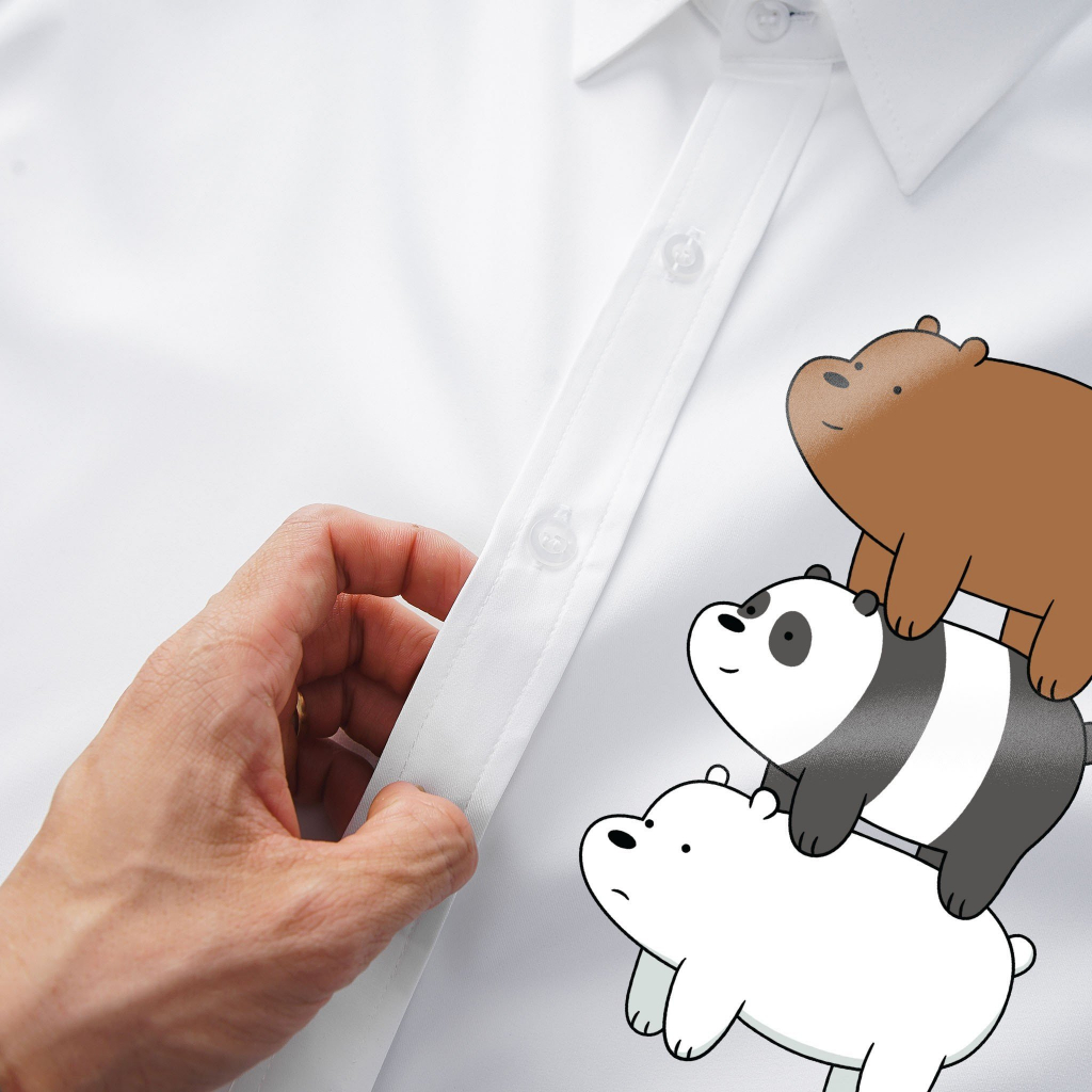 Áo sơ mi tay dài, tay ngắn in hình 3 gấu thời trang bigsize nam cỡ đại 140kg