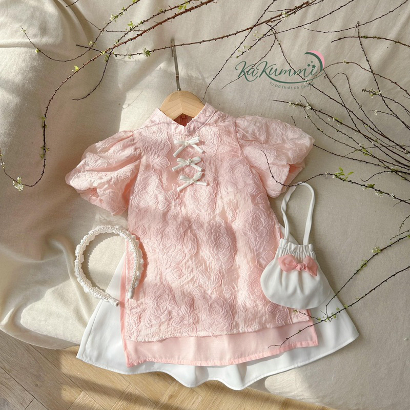 Áo dài bé gái chất liệu cao cấp -AADAN 5