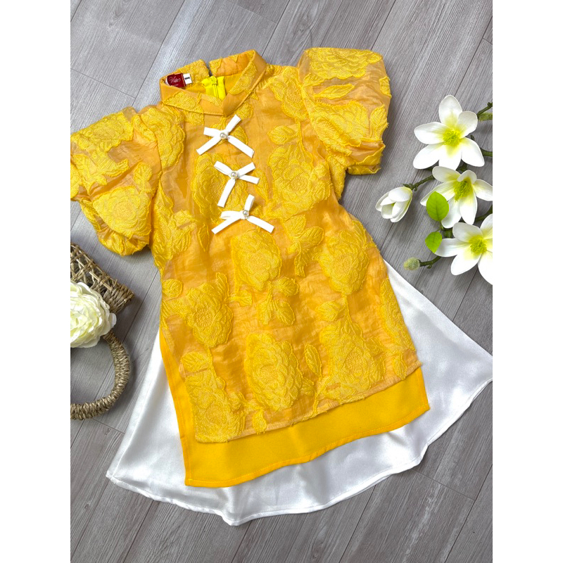 Áo dài bé gái chất liệu cao cấp -AADAN 5