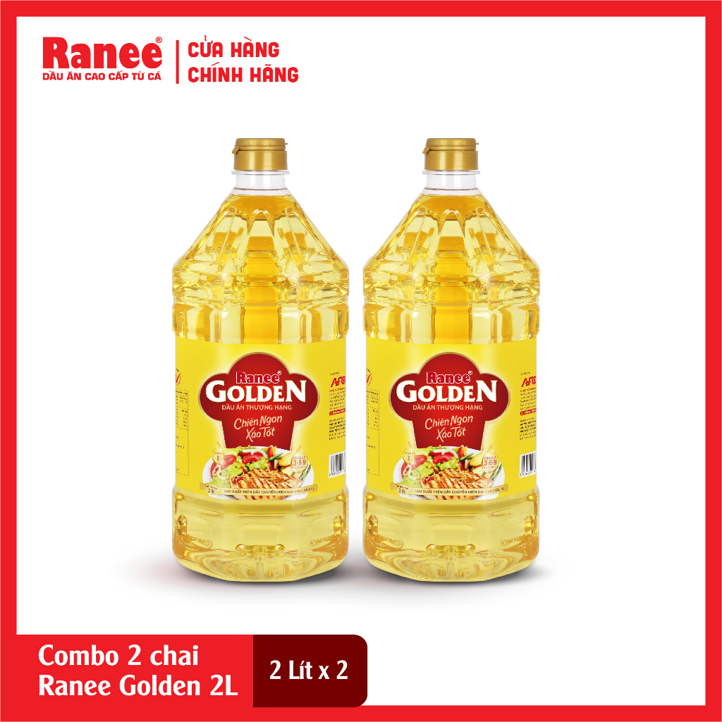 Combo 2 chai dầu ăn Ranee Golden 2 lít (2 lít/chai x 2 chai)