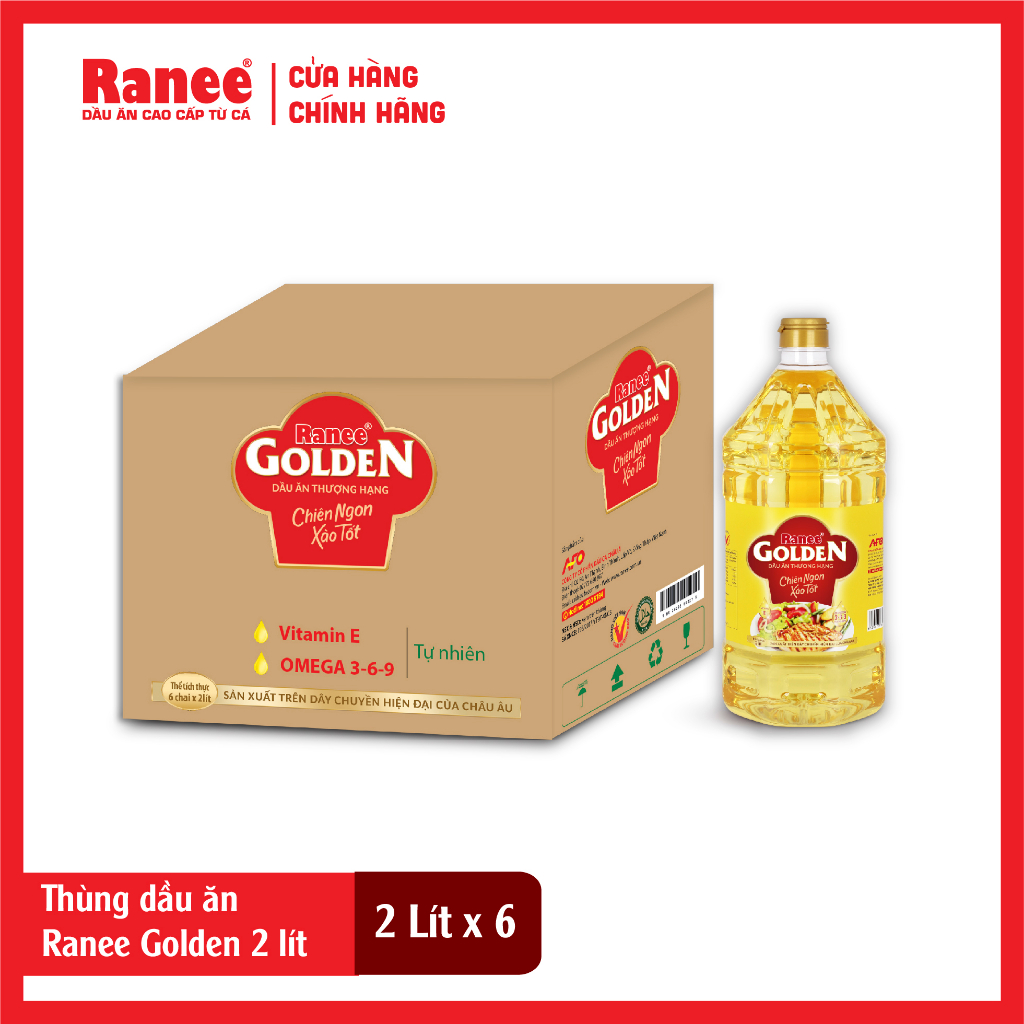 Thùng dầu ăn Ranee Golden 2 lít (2 lít x 6 chai)