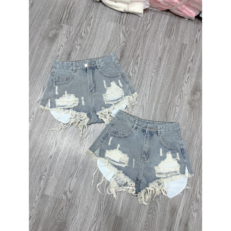 short túi lòi xanh xẻ lai