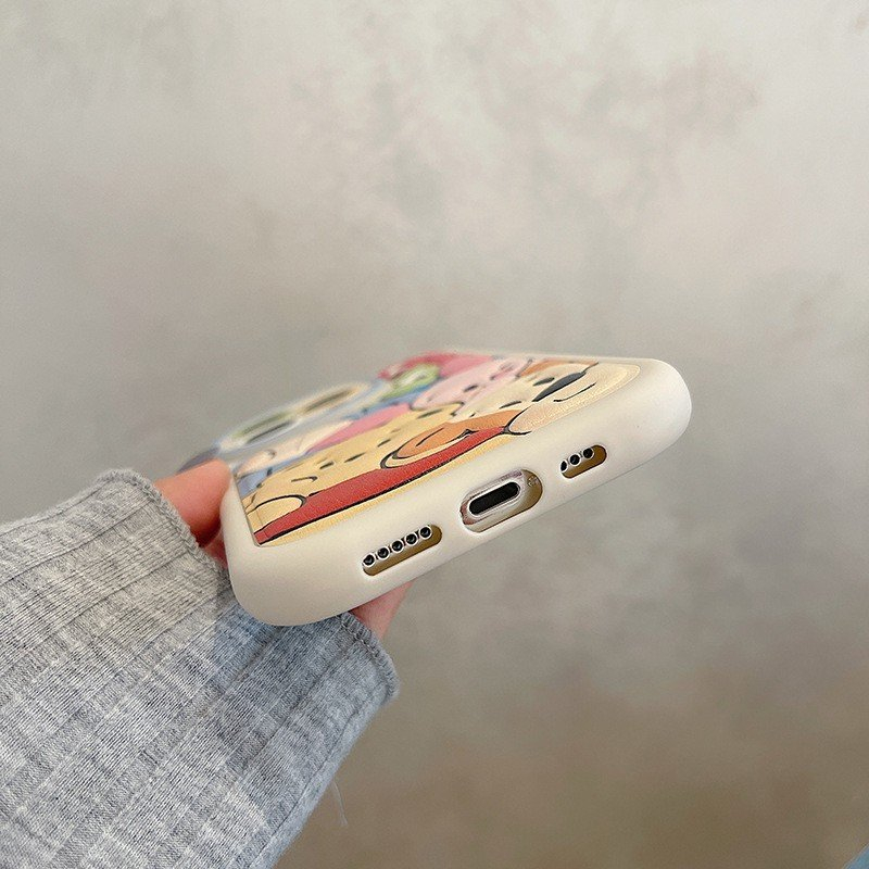 ỐP IPHONE FULL VIỀN HỌA TIẾT POOH LEATHER