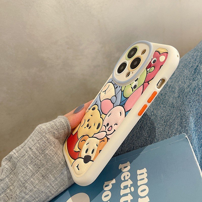 ỐP IPHONE FULL VIỀN HỌA TIẾT POOH LEATHER