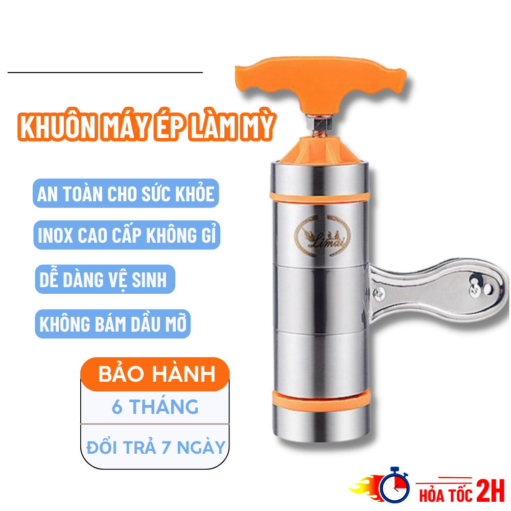 Máy Ép Làm Mỳ, Bún, Mỳ Sợi, Mì Nui, Làm Bánh Canh Tại Nhà 7 Đầu Cắt Inox Đa Năng Cao Cấp Cho Tiện Lợi, An Toàn Gia Đình