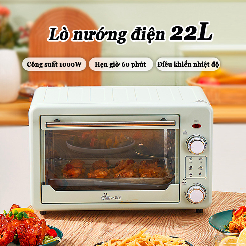 Lò nướng đa năng 22L Lò nướng bánh có chảo nướng 1000W Hộ gia đình lò nướng điện Nướng bánh quy, bánh trứng, cánh gà