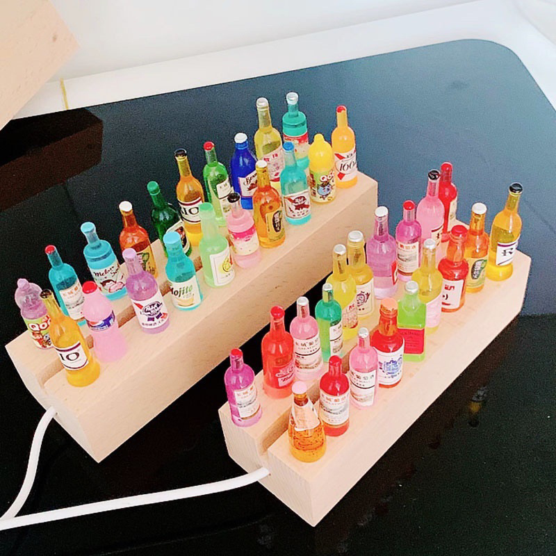 SET 10 / 50 trai Mô hình chai kim tuyến bia và nước giải khát đồ chơi trang trí nhà búp bê