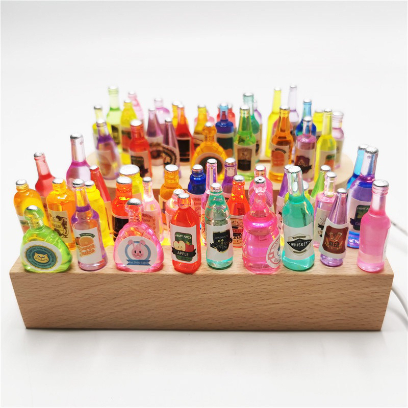 SET 10 / 50 trai Mô hình chai kim tuyến bia và nước giải khát đồ chơi trang trí nhà búp bê