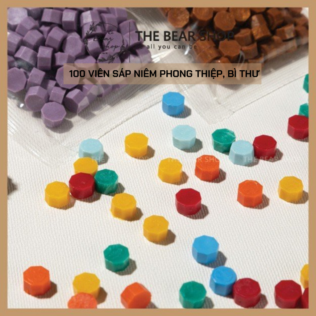 100 viên sáp đóng dấu thiệp cưới bì thư quà tặng trang trí sổ - The Bear Shop