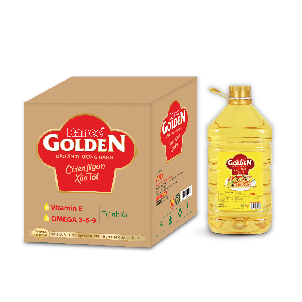 Thùng dầu ăn Ranee Golden 5 lít (5 lít/chai x 4 chai)