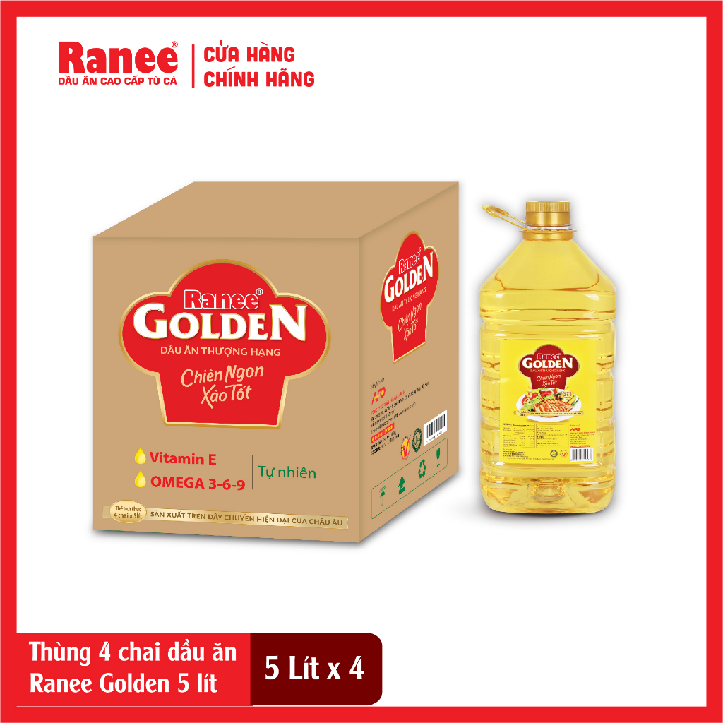 Thùng dầu ăn Ranee Golden 5 lít (5 lít/chai x 4 chai)