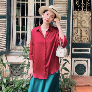 Áo sơ mi Mika chất liệu lụa tổng hợp các màu