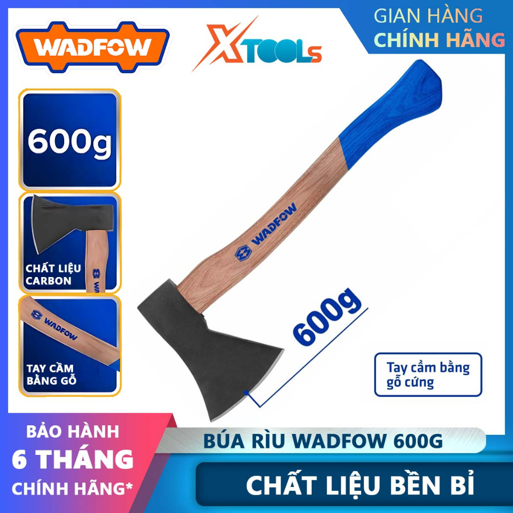 Búa rìu WADFOW chất liệu carbon tay cầm cán gỗ trọng lượng 600-1250g đầu búa rèn thả WMB6306 WMB6313