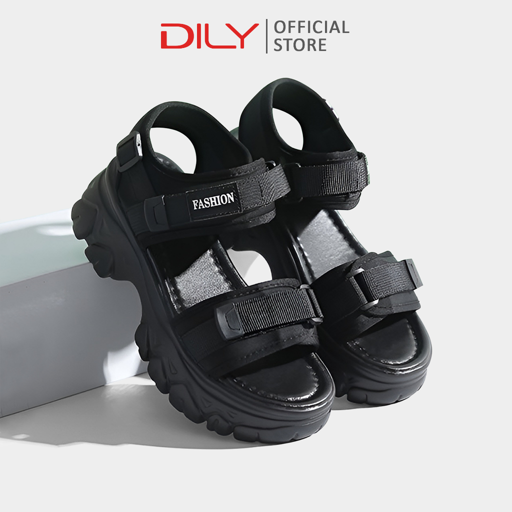 Giày sandal nữ DILY đi học đế độn hot trend , giày xăng đan nữ mũi tròn quai hậu cài tiện lợi cao 6.5cm AG0086