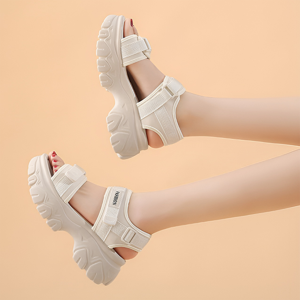 Giày sandal nữ DILY đi học đế độn hot trend , giày xăng đan nữ mũi tròn quai hậu cài tiện lợi cao 6.5cm AG0086