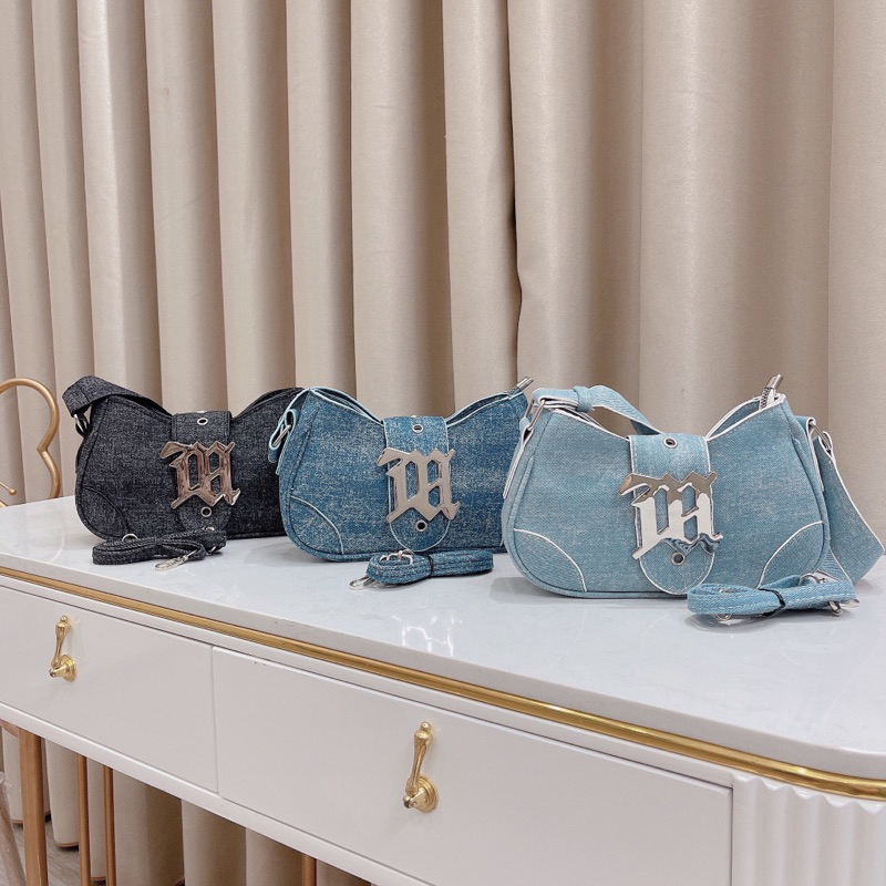 Túi đeo chéo ML kẹp nách sang chảnh da nhăn quai khuy siêu hót