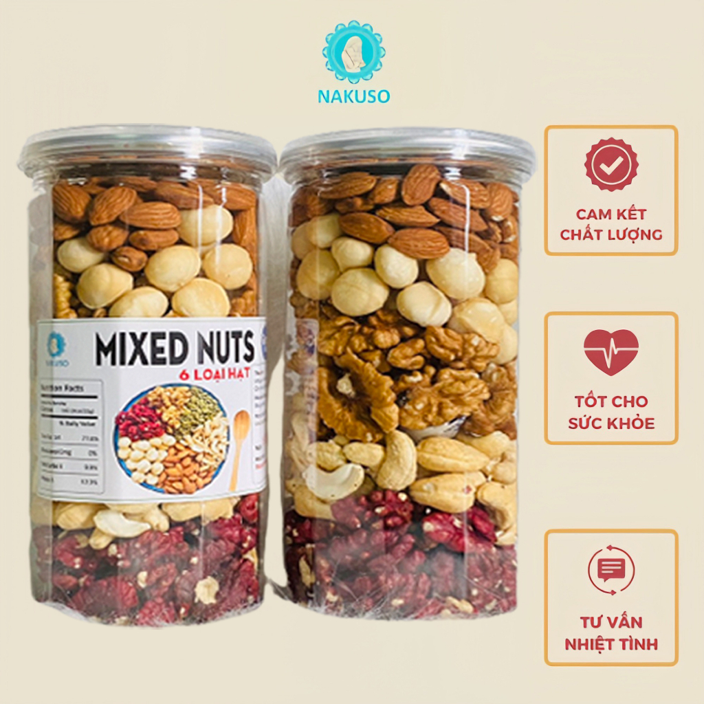 Hạt ngũ cốc dinh dưỡng mix 5 loại hạt sấy nguyên vị không bí xanh NAKUSO (500gr)