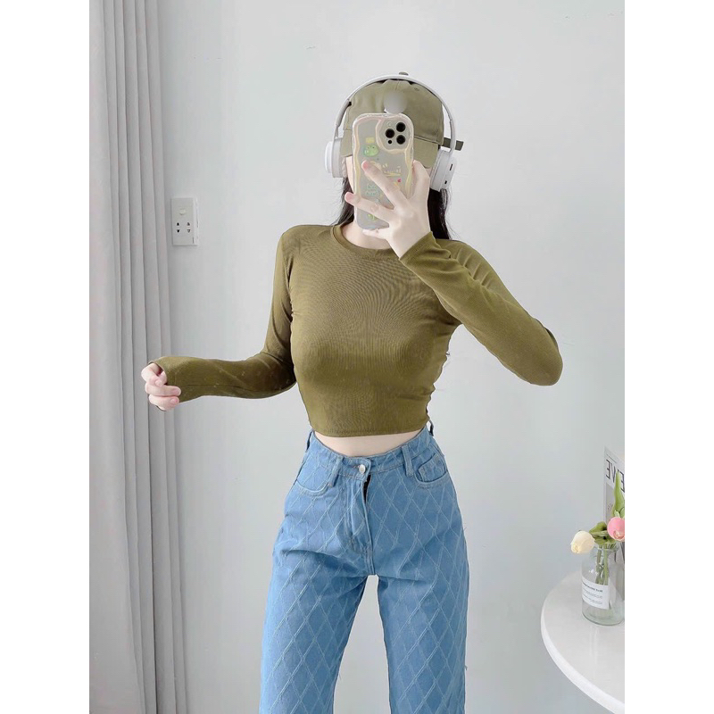 Áo Thun Croptop Tay Dài  Siêu Xinh
