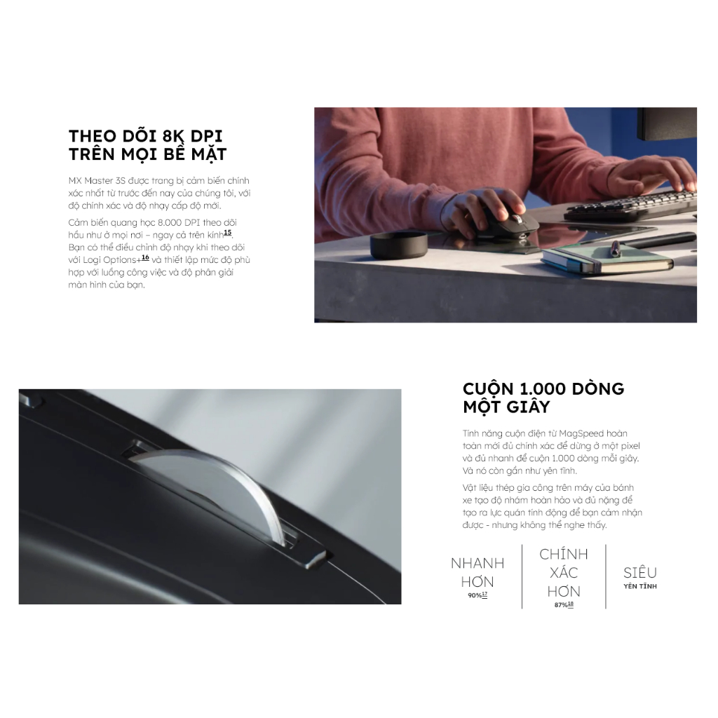Chuột Logitech MX Master 3S Bluetooth / Wireless - Bảo hành 12 Tháng chính hãng