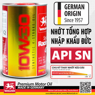 Dầu nhớt xe tay ga cao cấp Wolver 4T Special Racing 10W-30 SN 0.8L (Synthetic) - Nhập 100% từ Đức