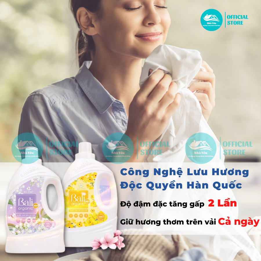 Nước Giặt Xả Bali Gold Organic Cao Cấp 3,2L Lưu Hương Đậm Sâu,An Toàn Cho Quần Áo Và Da Tay