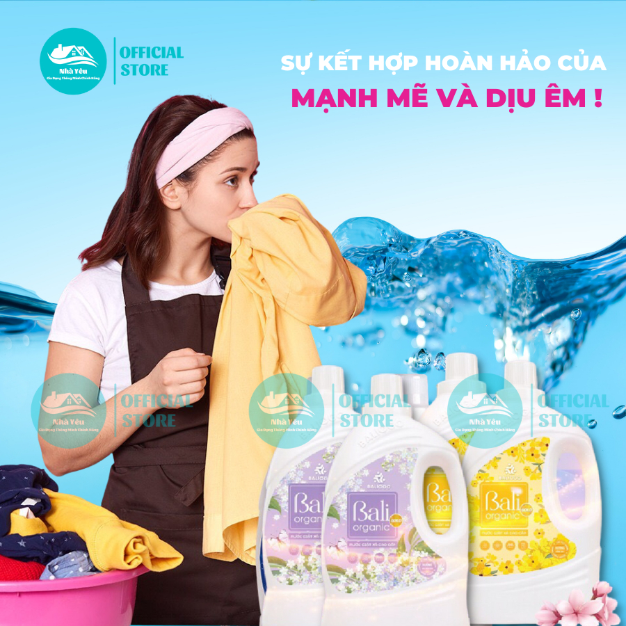 Nước Giặt Xả Bali Gold Organic Cao Cấp 3,2L Lưu Hương Đậm Sâu,An Toàn Cho Quần Áo Và Da Tay