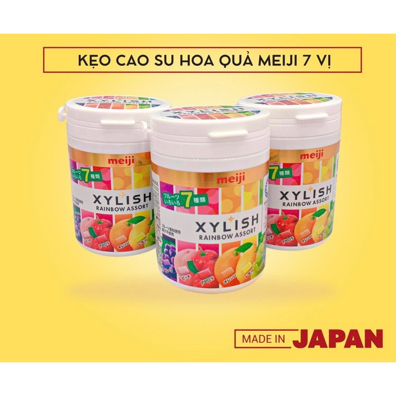 Kẹo cao su Lotte Nhật Bản Black & Black  và Kẹo cao su Meiji Xylish trái cây 7 vị