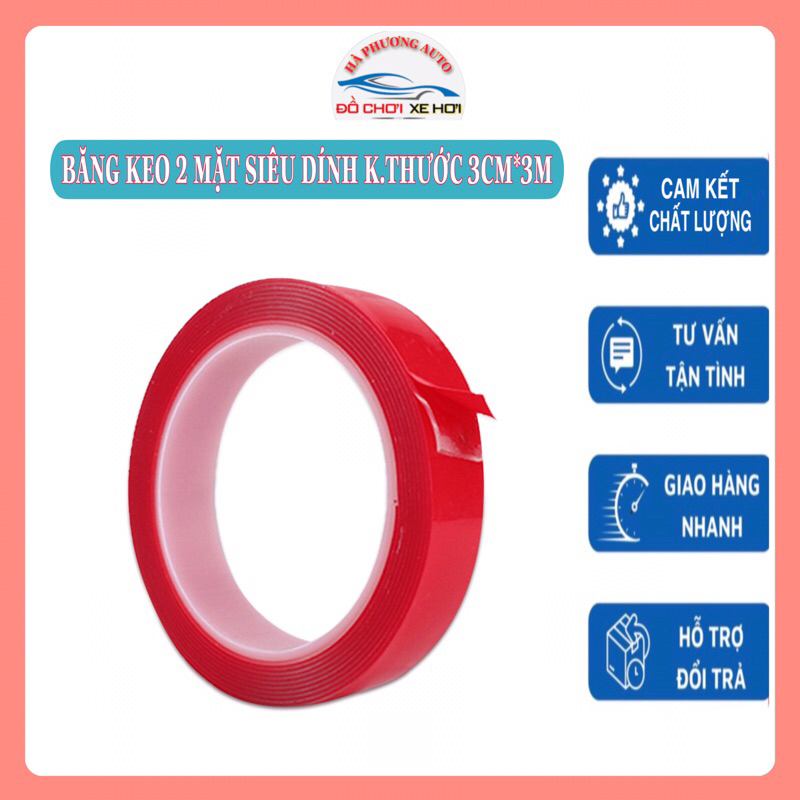 Băng keo cường lực 2 mặt siêu dính - băng dán trong suốt 2 mặt siêu dính kích thước 3cm*3met